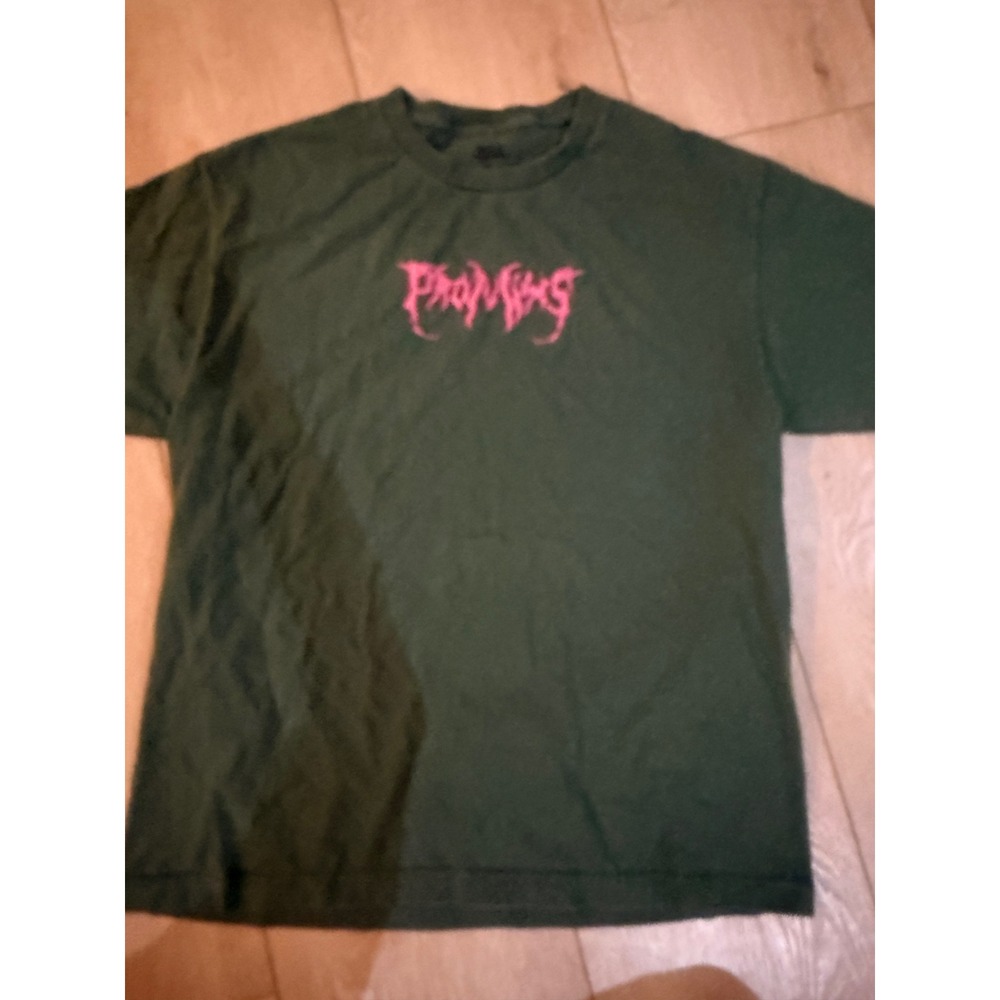 Broken Promises Graphic Tee Mens Large Green Metal Logo Streetwear Shirt 307